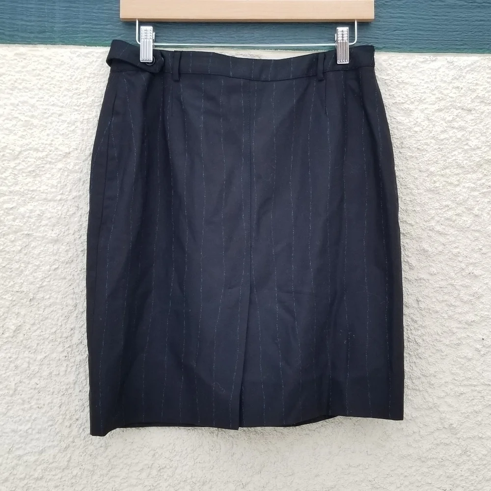 Versus Versace black career skirt with blue vertical stripes SEE MEASUREMENTS